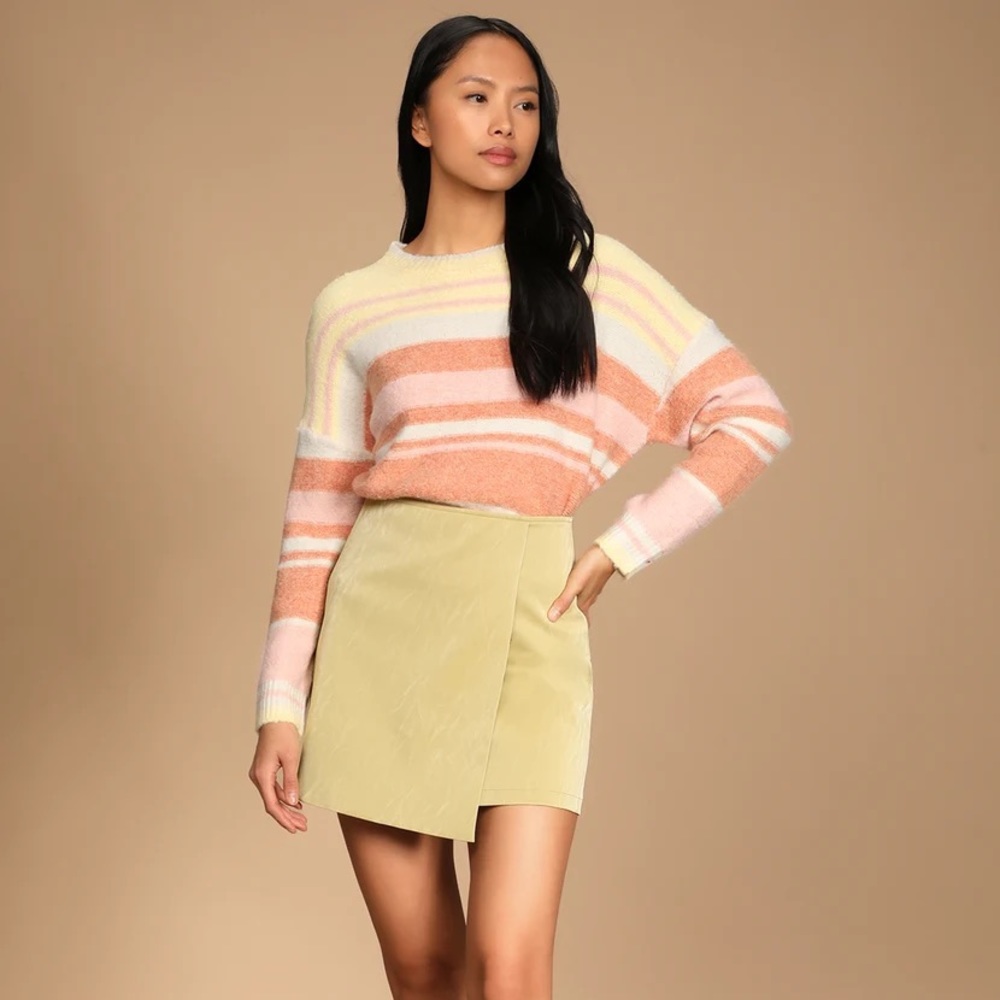 Lulus Delightful Demeanor Pastel Striped Sweater Size Small